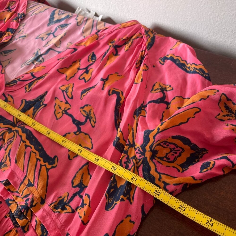 ba&sh Calix Pink and Black Floral Boho Mini Dress SZ 6 Cottagecore - Picture 8 of 15